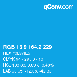 カラーコード: RGB 13.9 164.2 229 | qconv.com