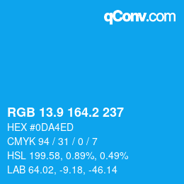 Color code: RGB 13.9 164.2 237 | qconv.com