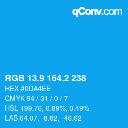 Color code: RGB 13.9 164.2 238 | qconv.com