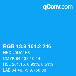 カラーコード: RGB 13.9 164.2 246 | qconv.com