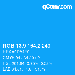 カラーコード: RGB 13.9 164.2 249 | qconv.com