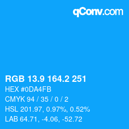 Color code: RGB 13.9 164.2 251 | qconv.com
