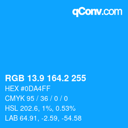 Color code: RGB 13.9 164.2 255 | qconv.com