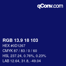 カラーコード: RGB 13.9 18 103 | qconv.com