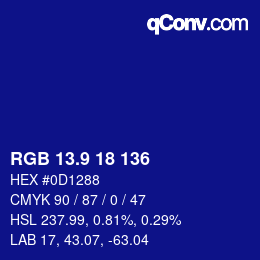 カラーコード: RGB 13.9 18 136 | qconv.com