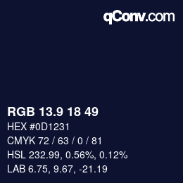 Color code: RGB 13.9 18 49 | qconv.com