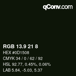カラーコード: RGB 13.9 21 8 | qconv.com