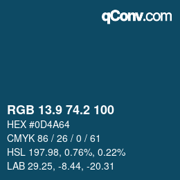 Color code: RGB 13.9 74.2 100 | qconv.com