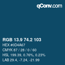 Color code: RGB 13.9 74.2 103 | qconv.com