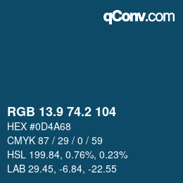 Color code: RGB 13.9 74.2 104 | qconv.com