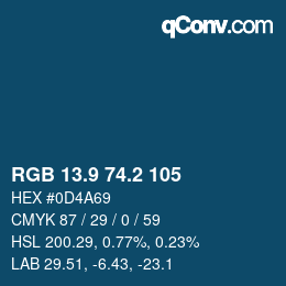 Color code: RGB 13.9 74.2 105 | qconv.com