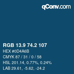 Color code: RGB 13.9 74.2 107 | qconv.com
