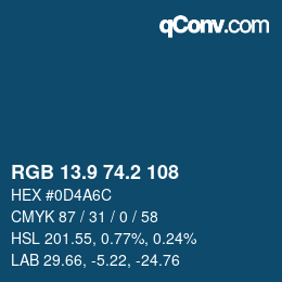 Color code: RGB 13.9 74.2 108 | qconv.com