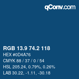 カラーコード: RGB 13.9 74.2 118 | qconv.com