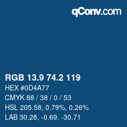 Color code: RGB 13.9 74.2 119 | qconv.com