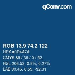 Color code: RGB 13.9 74.2 122 | qconv.com