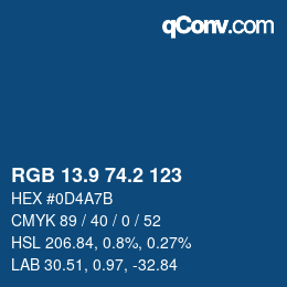 Color code: RGB 13.9 74.2 123 | qconv.com