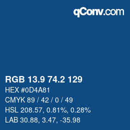 Color code: RGB 13.9 74.2 129 | qconv.com
