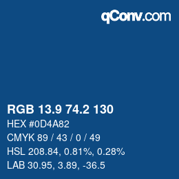 Color code: RGB 13.9 74.2 130 | qconv.com