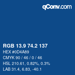 Color code: RGB 13.9 74.2 137 | qconv.com