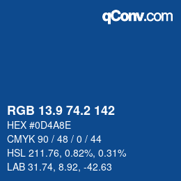 Color code: RGB 13.9 74.2 142 | qconv.com