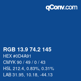 カラーコード: RGB 13.9 74.2 145 | qconv.com