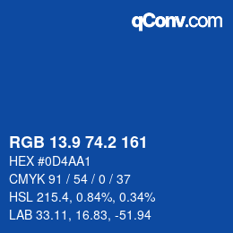 カラーコード: RGB 13.9 74.2 161 | qconv.com