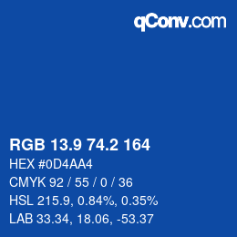 Color code: RGB 13.9 74.2 164 | qconv.com