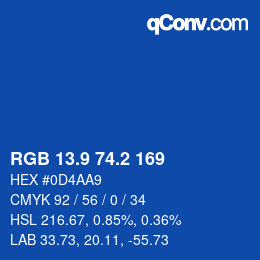 Color code: RGB 13.9 74.2 169 | qconv.com