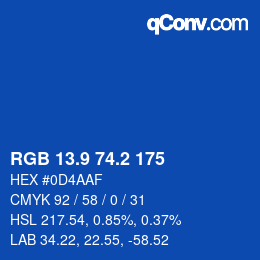 Color code: RGB 13.9 74.2 175 | qconv.com