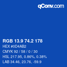 Color code: RGB 13.9 74.2 178 | qconv.com