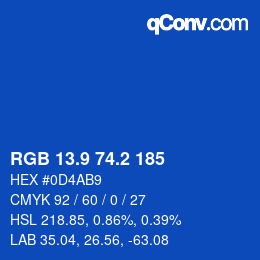 Color code: RGB 13.9 74.2 185 | qconv.com