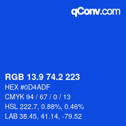 カラーコード: RGB 13.9 74.2 223 | qconv.com