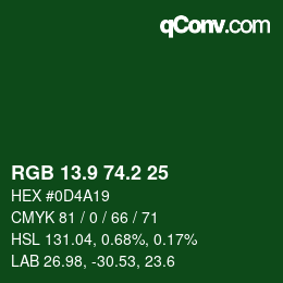 カラーコード: RGB 13.9 74.2 25 | qconv.com