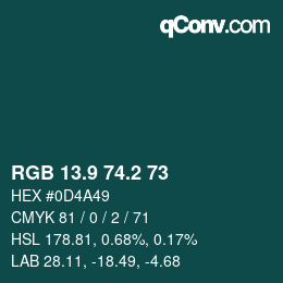 Color code: RGB 13.9 74.2 73 | qconv.com