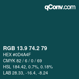 Color code: RGB 13.9 74.2 79 | qconv.com