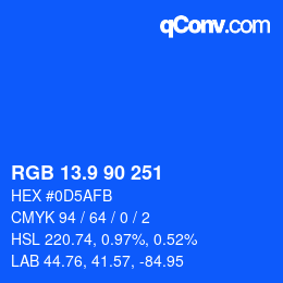 カラーコード: RGB 13.9 90 251 | qconv.com