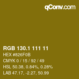 カラーコード: RGB 130.1 111 11 | qconv.com