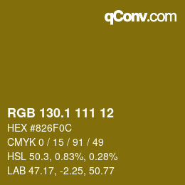 カラーコード: RGB 130.1 111 12 | qconv.com