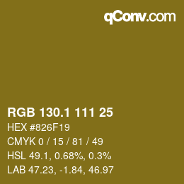 カラーコード: RGB 130.1 111 25 | qconv.com