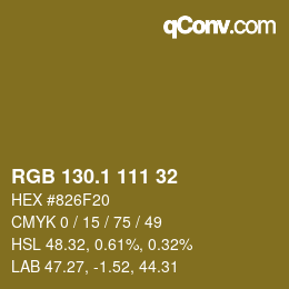 カラーコード: RGB 130.1 111 32 | qconv.com