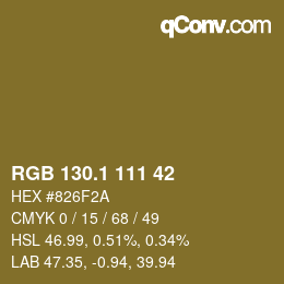 カラーコード: RGB 130.1 111 42 | qconv.com