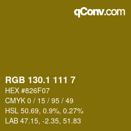 カラーコード: RGB 130.1 111 7 | qconv.com