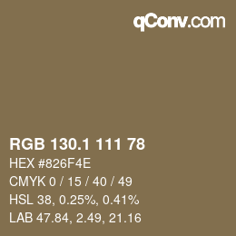 カラーコード: RGB 130.1 111 78 | qconv.com
