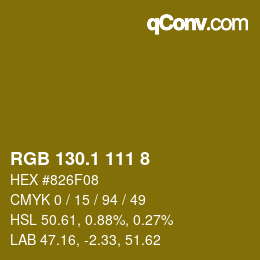 カラーコード: RGB 130.1 111 8 | qconv.com