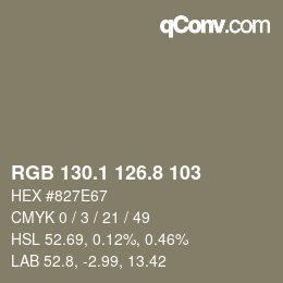 カラーコード: RGB 130.1 126.8 103 | qconv.com