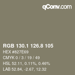 Color code: RGB 130.1 126.8 105 | qconv.com