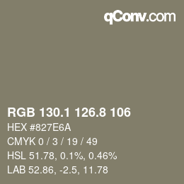 Color code: RGB 130.1 126.8 106 | qconv.com