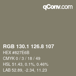 Color code: RGB 130.1 126.8 107 | qconv.com