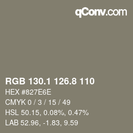 カラーコード: RGB 130.1 126.8 110 | qconv.com